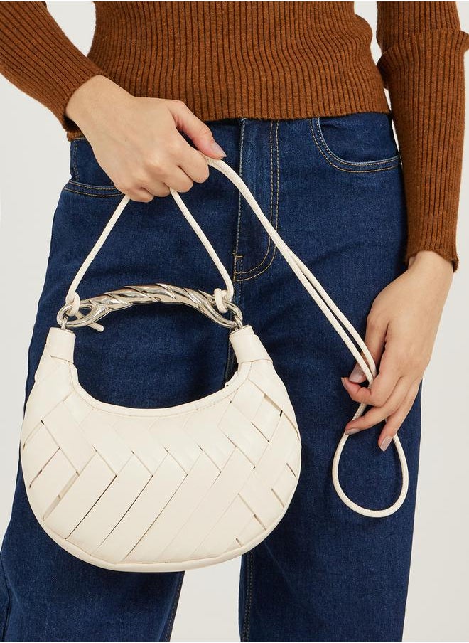 Styli Braided Handbag with Metallic Handle  - Image 4