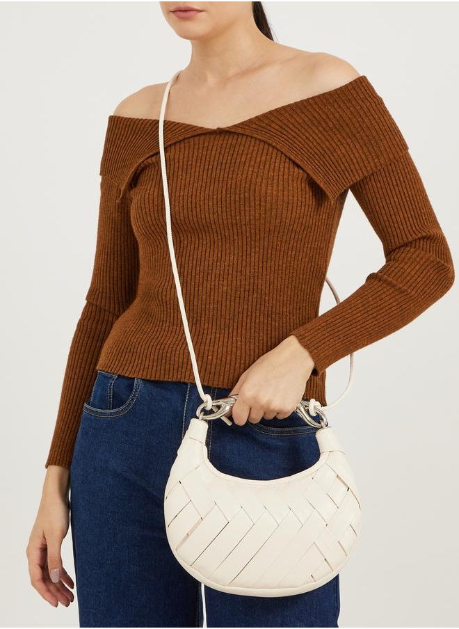 Styli Braided Handbag with Metallic Handle  - Image 3