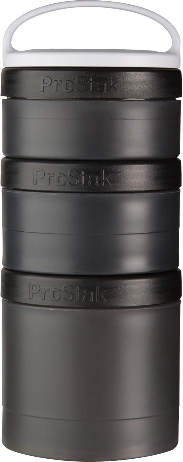 BlenderBottle ProStak Twist n Lock Storage Jars Expansion 3Pak with Removable Handle 100cc150cc250cc Black