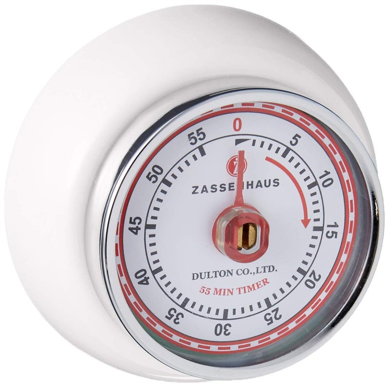 Zassenhaus Zassenhaus Magnetic Retro Kitchen Timer Classic Mechanical Cooking Timer White 