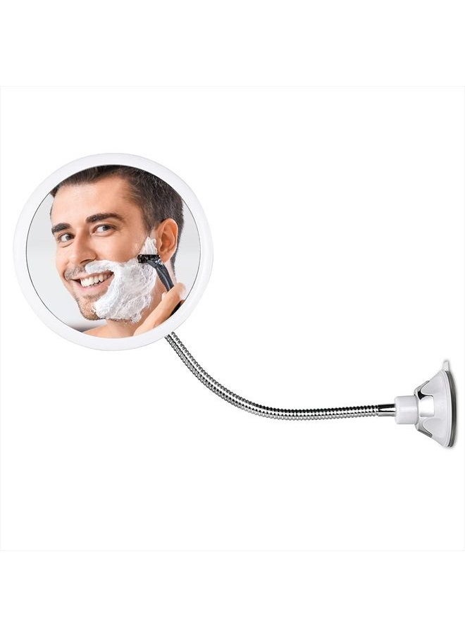 Mirrorvana Flexible Round Fogless Shower Mirror for Shaving with Height Adjustable Gooseneck Extension, 360° Swivel and Upgraded Suction Cup - Shatterproof 6.7" Diameter Surface  - Image 1