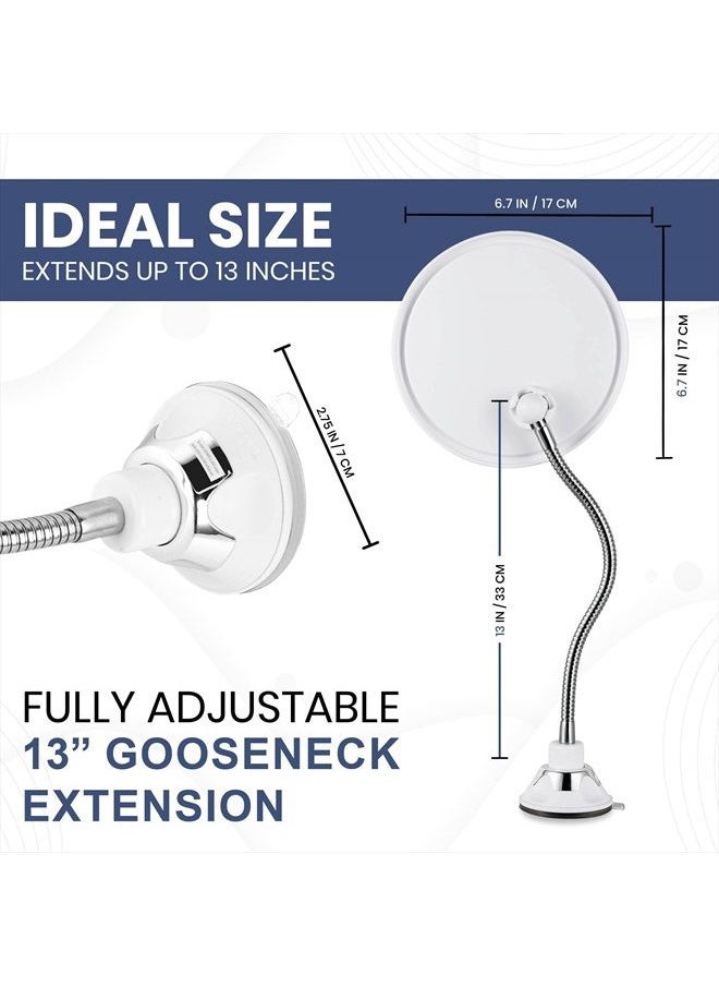 Mirrorvana Flexible Round Fogless Shower Mirror for Shaving with Height Adjustable Gooseneck Extension, 360° Swivel and Upgraded Suction Cup - Shatterproof 6.7" Diameter Surface  - Image 4