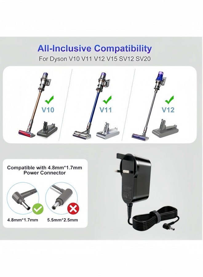 الصفحة الرئيسية شاحن 30.45 فولت متوافق مع المكانس الكهربائية المحمولة اللاسلكية Dyson V10 V11 V12 V15 SV11 SV12 SV14 SV15 SV20 SV22 - Image 2