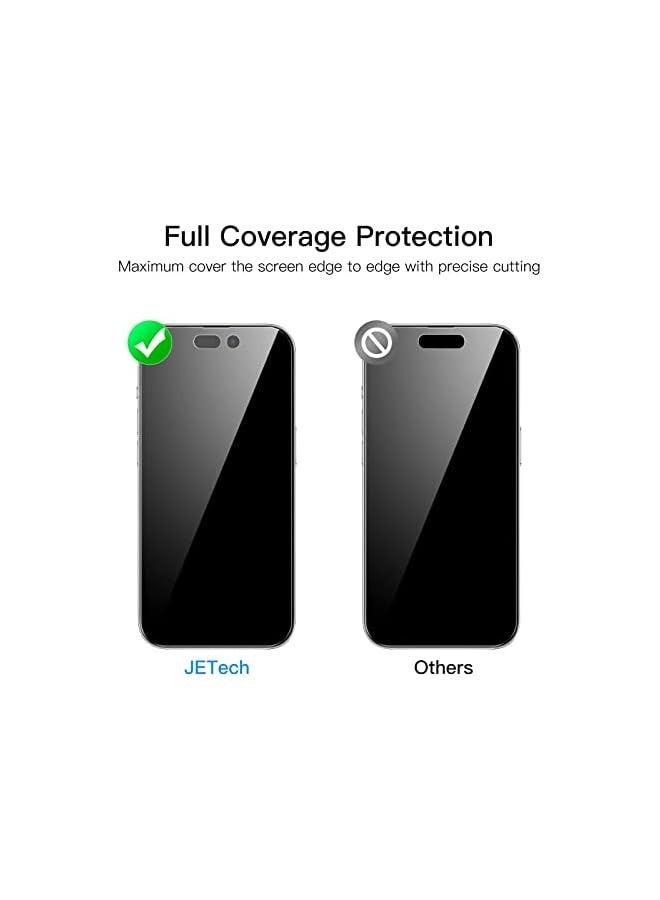 جي تيك واقي شاشة بتغطية كاملة للخصوصية من JETech لهاتف iPhone 14 Pro Max مقاس 6.7 بوصات مع واقي عدسة الكاميرا، طبقة زجاجية مقواة مضادة للتجسس، عبوتان لكل منهما - Image 4