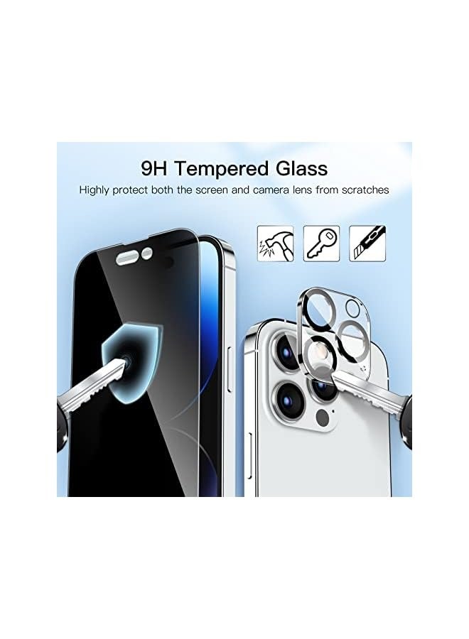جي تيك واقي شاشة بتغطية كاملة للخصوصية من JETech لهاتف iPhone 14 Pro Max مقاس 6.7 بوصات مع واقي عدسة الكاميرا، طبقة زجاجية مقواة مضادة للتجسس، عبوتان لكل منهما - Image 5