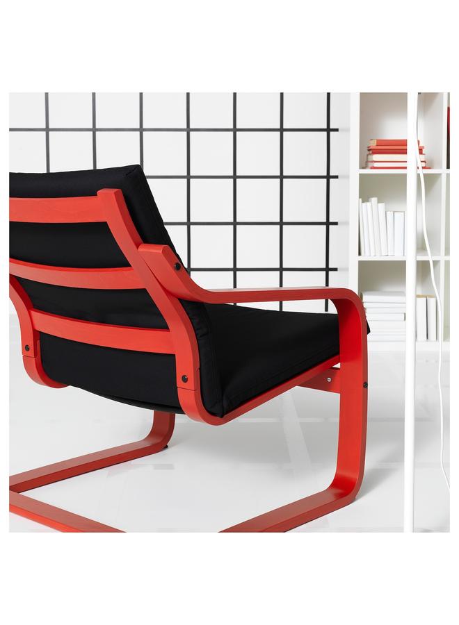 زبون كرسي بذراعين منخفض الظهر، أحمر/أسود فيسل - Image 3
