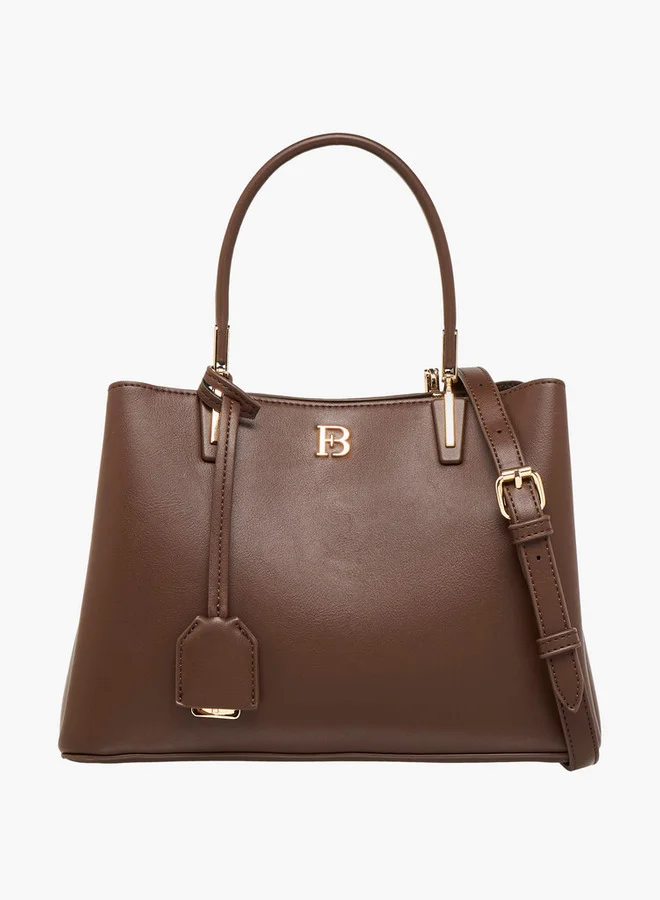 Flora Bella By Shoexpress Solid Tote Bag with Detachable Strap and Zip Closure