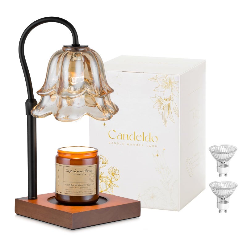 Candeldo Candle Warmer Lamp with Timer: Flower Black Candle Lamps Height Adjustable Vintage Home Bedroom Decor Mom Birthday Gift for Women - Image 1