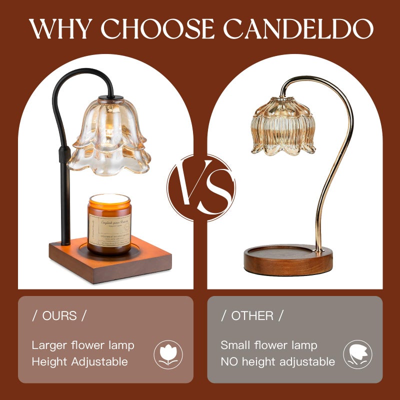 Candeldo Candle Warmer Lamp with Timer: Flower Black Candle Lamps Height Adjustable Vintage Home Bedroom Decor Mom Birthday Gift for Women - Image 3