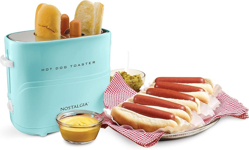 Nostalgia Pop-Up 2 Hot Dog and Bun Toaster With Mini Tongs, Works with Chicken, Turkey, Veggie Links, Sausages and Brats - Image 1