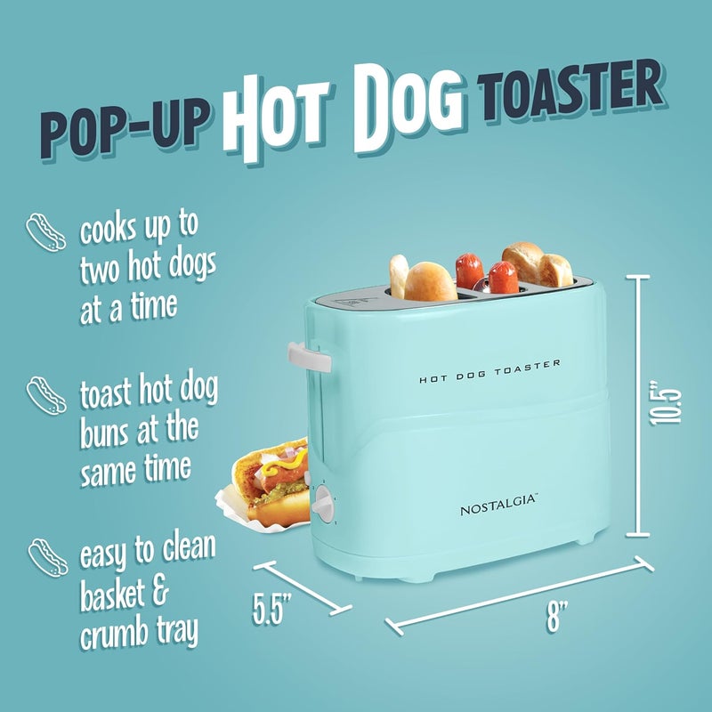 Nostalgia Pop-Up 2 Hot Dog and Bun Toaster With Mini Tongs, Works with Chicken, Turkey, Veggie Links, Sausages and Brats - Image 2
