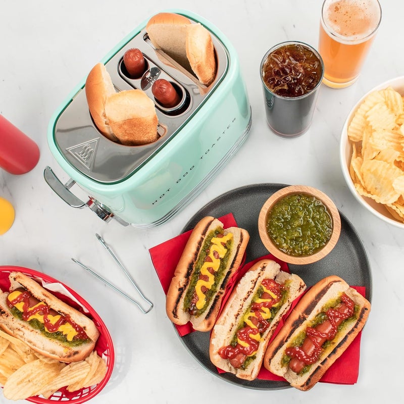 Nostalgia Pop-Up 2 Hot Dog and Bun Toaster With Mini Tongs, Works with Chicken, Turkey, Veggie Links, Sausages and Brats - Image 4