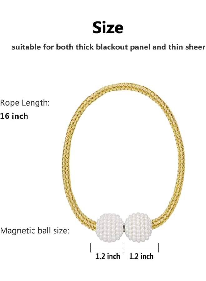 erorex 6Pcs Magnetic Curtain Tiebacks,Curtain Tie Backs,Rope Buckle Curtain Holdbacks Holder,Curtain Holder Holdbacks with Strong Magnetic,for Home Bedroom Office Decorative Curtain  - Image 2