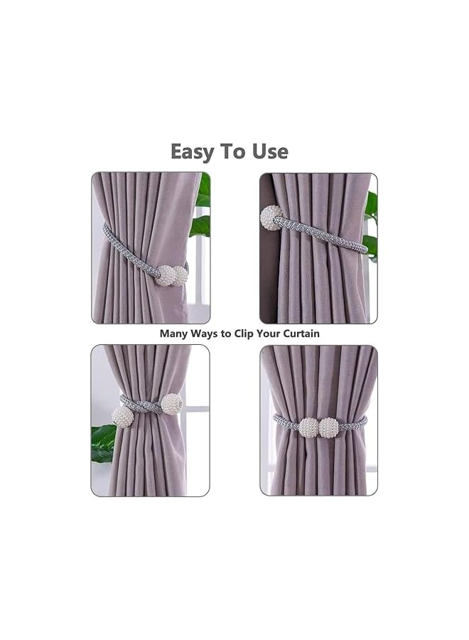 erorex 6Pcs Magnetic Curtain Tiebacks,Curtain Tie Backs,Rope Buckle Curtain Holdbacks Holder,Curtain Holder Holdbacks with Strong Magnetic,for Home Bedroom Office Decorative Curtain  - Image 4