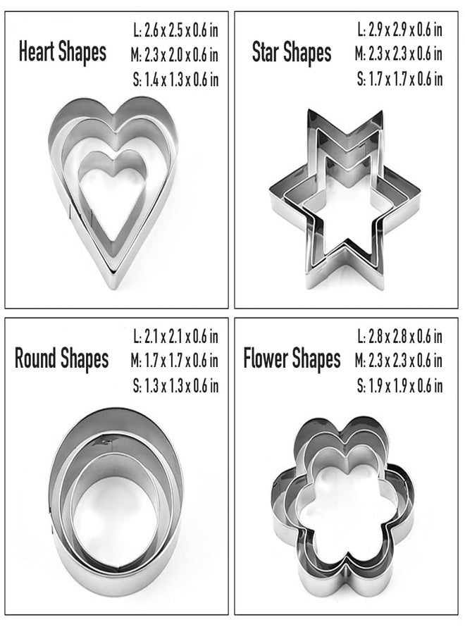 AASHRIT Cookie Cutters Shapes Baking Set, 12PCS Flower Round Heart Star Shape Biscuit Stainless Steel Metal Molds Cutters for Kitchen Baking Halloween Christmas Small Cookie Cutters - Image 2