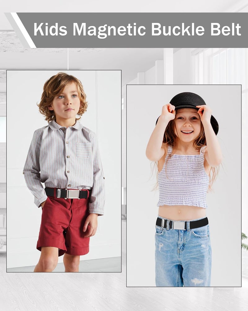 WELROG Kids Adjustable Magnetic Belt for Boys - Girls Elastic Stretch Buckle Belts Toddler - Image 2