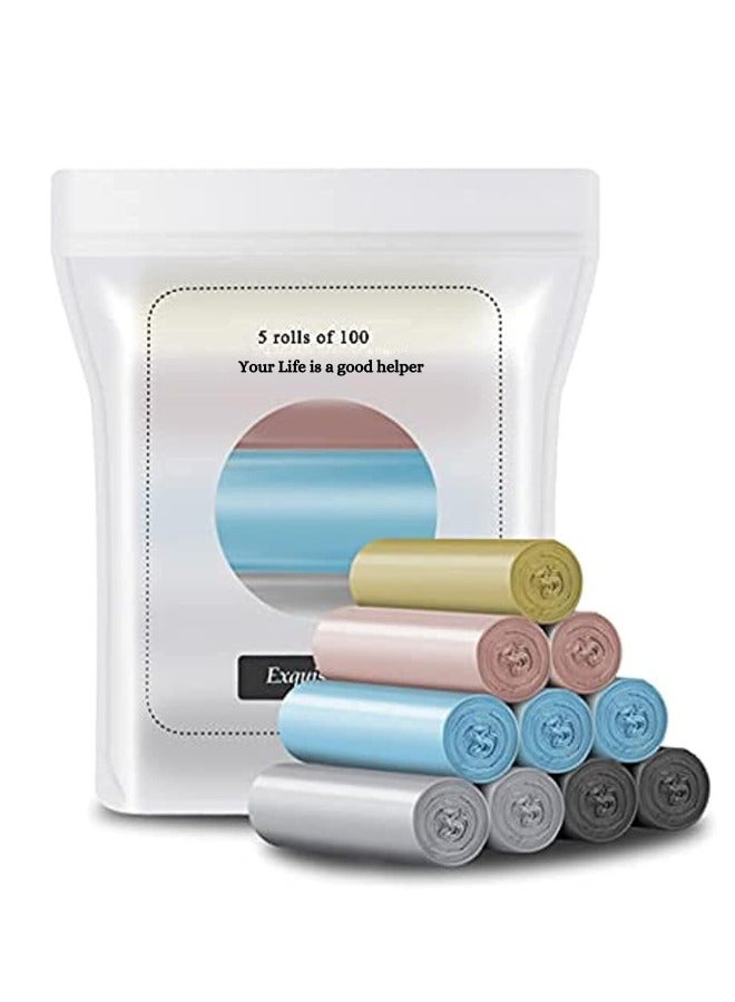MOSH Plastic Disposable Garbage Bags with Handles - 55x45cm, 6 Gallon (5 Rolls, 100 Pieces) - Image 1