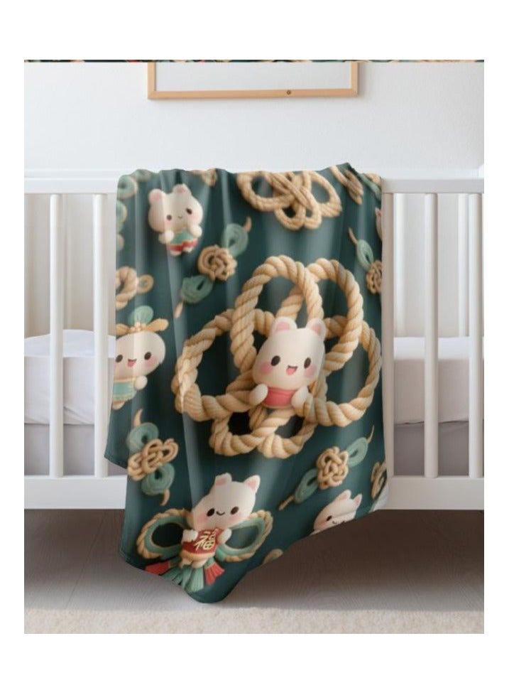 عام بطانية رقيقة من الفانيلا الكرتونية للأطفال أو الطلاب (دافئة ومريحة ومناسبة للنوم والألعاب) 100 سم * 150 سم - Image 5