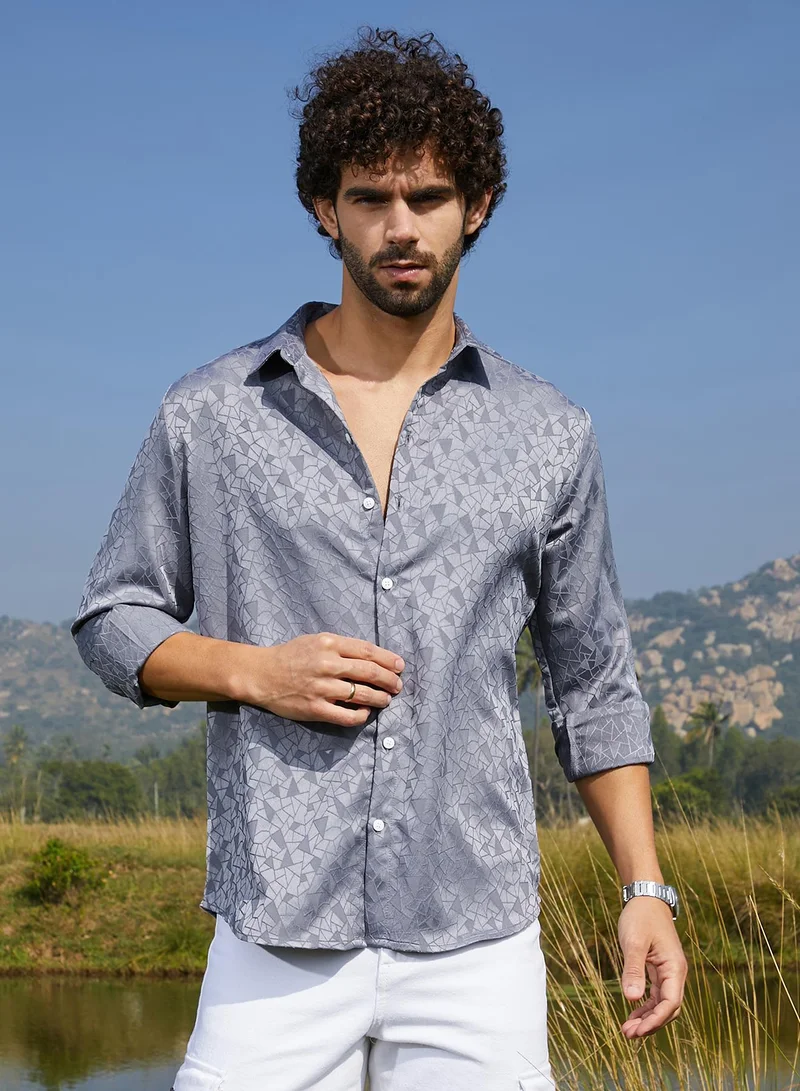 كامبوس سوترا قميص رجالي بتصميم فسيفساء رمادي