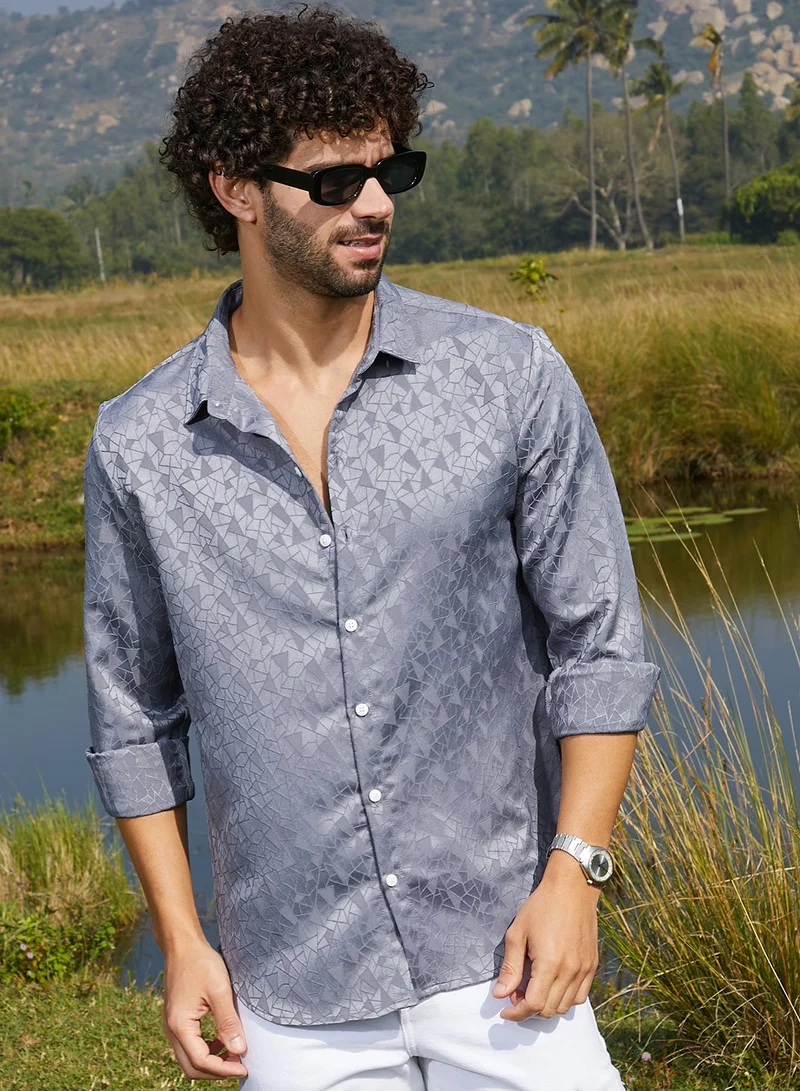 كامبوس سوترا قميص رجالي بتصميم فسيفساء رمادي