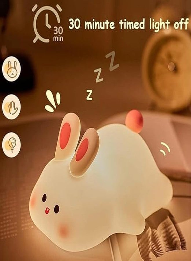 DTR Creation Big Face Rabbit Silicone Lamp - Rechargeable LED Night Light for Kids, Dimmable Touch Sensor Decorative Figurin Rabbit 14cm - Image 2