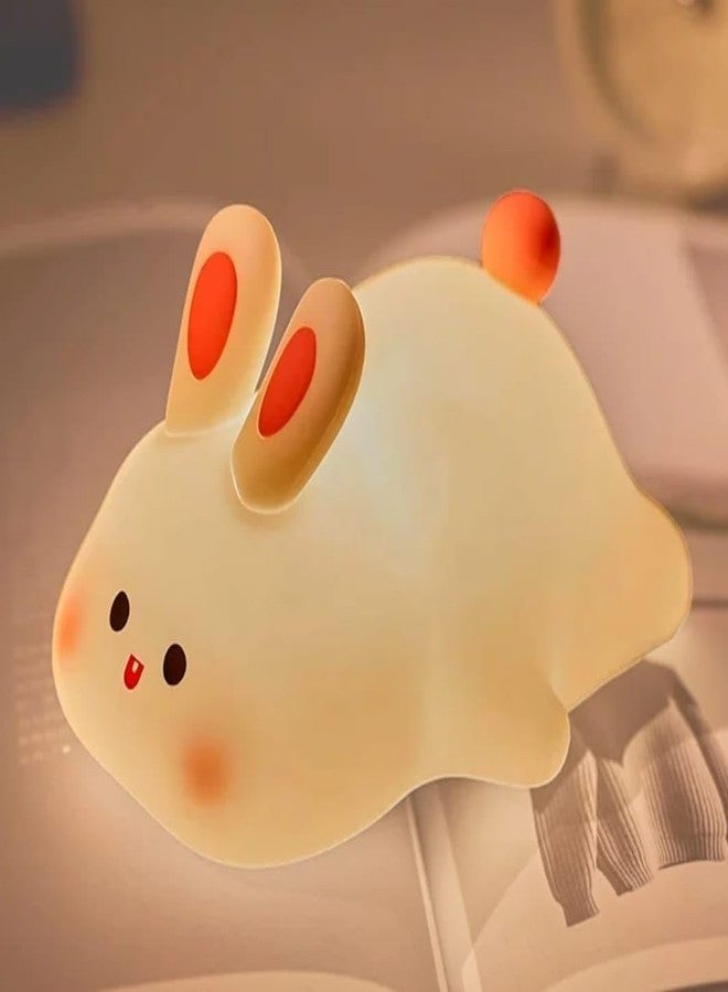 DTR Creation Big Face Rabbit Silicone Lamp - Rechargeable LED Night Light for Kids, Dimmable Touch Sensor Decorative Figurin Rabbit 14cm - Image 4