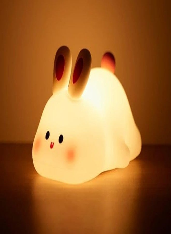 DTR Creation Big Face Rabbit Silicone Lamp - Rechargeable LED Night Light for Kids, Dimmable Touch Sensor Decorative Figurin Rabbit 14cm - Image 1
