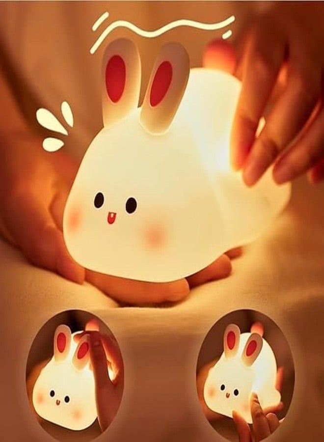 DTR Creation Big Face Rabbit Silicone Lamp - Rechargeable LED Night Light for Kids, Dimmable Touch Sensor Decorative Figurin Rabbit 14cm - Image 3