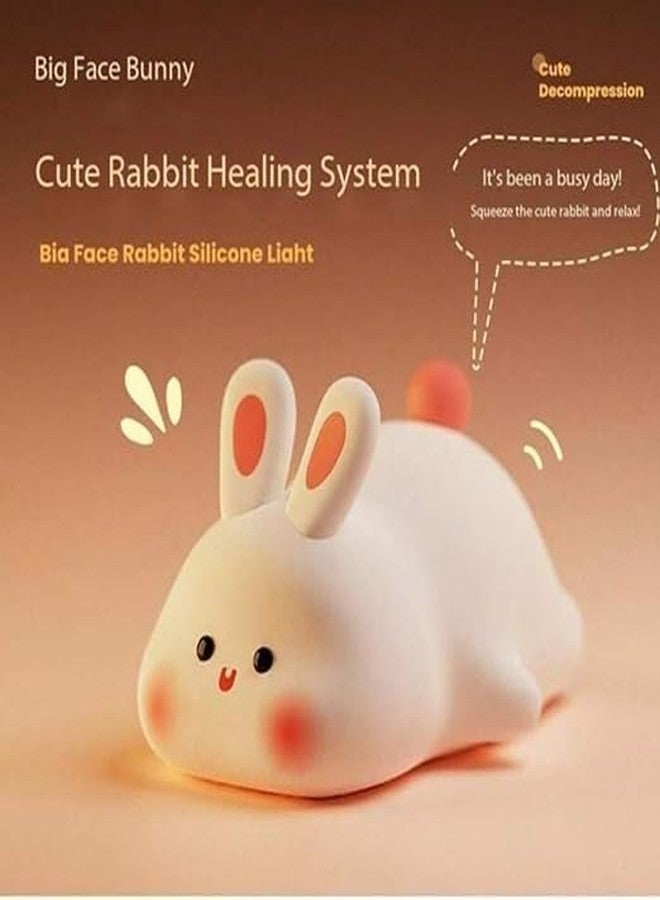 DTR Creation Big Face Rabbit Silicone Lamp - Rechargeable LED Night Light for Kids, Dimmable Touch Sensor Decorative Figurin Rabbit 14cm - Image 5