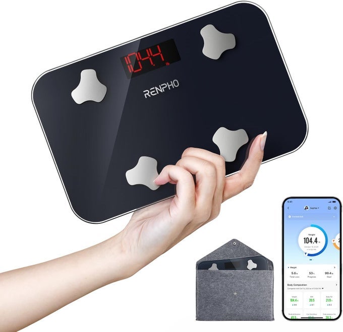 TRAVEL SCALE FOR BODY WEIGHT MINI BATHROOM SCALE FOR BODY FAT PORTABLE WEIGHT SCALE FOR TRAVELING WITH STORAGE CASE 13 BODY COMPOSITION ANALYZER WITH APP 400 LBS ELIS GO 1102 X 709