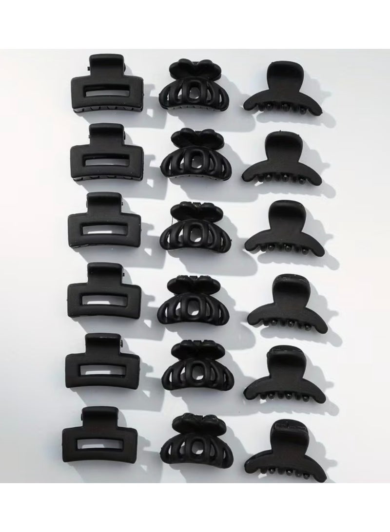 CleanWave - The Pure Effect 18-Piece Women’s Hair Claw Clips Set – Elegant Matte Black Mini Hair Clips for Strong Hold, Everyday Styling, Thin & Thick Hair, Cute Fashion Hair Accessories - Image 1