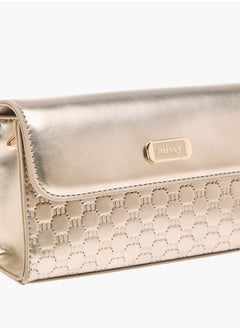 MISSY Women Logo Embossed Crossbody Bag with Detachable Strap and Flap Closure  - Image 4