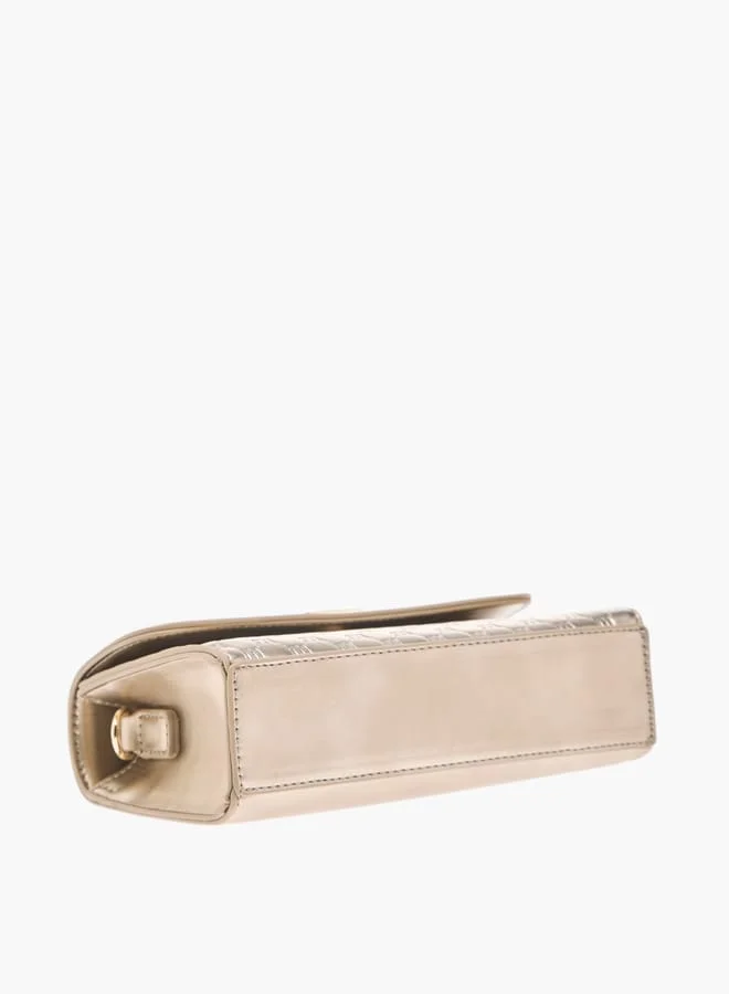 MISSY Women Logo Embossed Crossbody Bag with Detachable Strap and Flap Closure