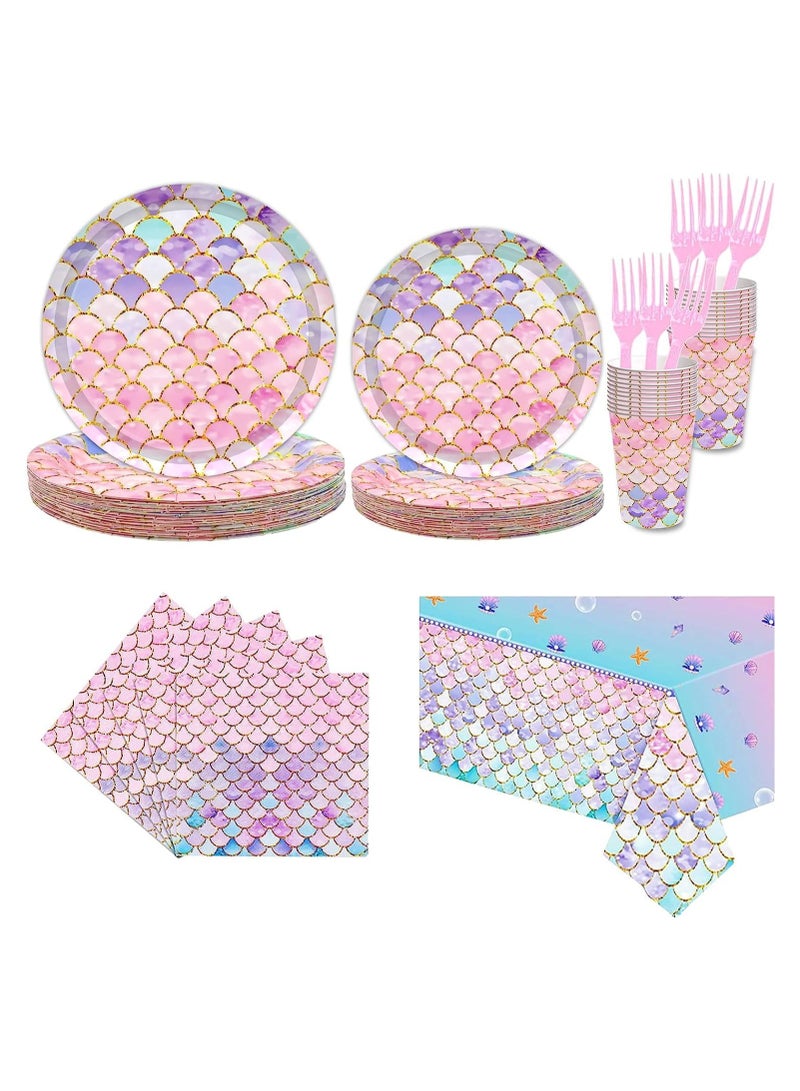 69Pcs Disposable Paper Tableware Set for 16 Guests Dinnerware Plates Forks Knives Spoons Cups Napkins Straws for Wedding, Baby Shower, Birthday Party Supplies - Image 1