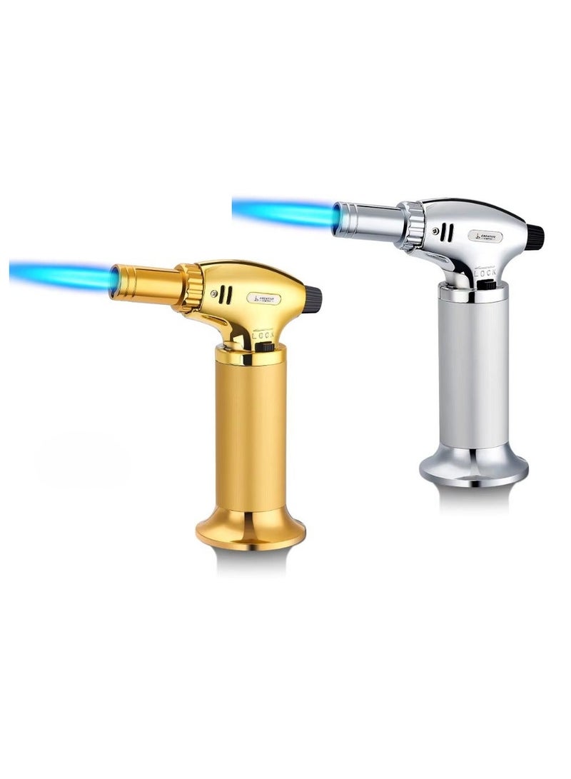 Creative 1 Pc Professional Butane Torch Lighter, Refillable Gas Flame Gun for BBQ, Camping, (mix colour) - Image 1