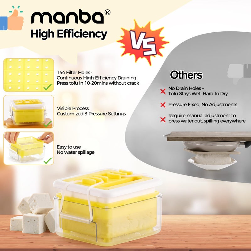 Manba Tofu Press - Tofu Press Dishwasher Safe for Easily Pressing Out Water from Organic Silken Soft Tofu and Extra Firm Tofu - BPA Free - Image 5