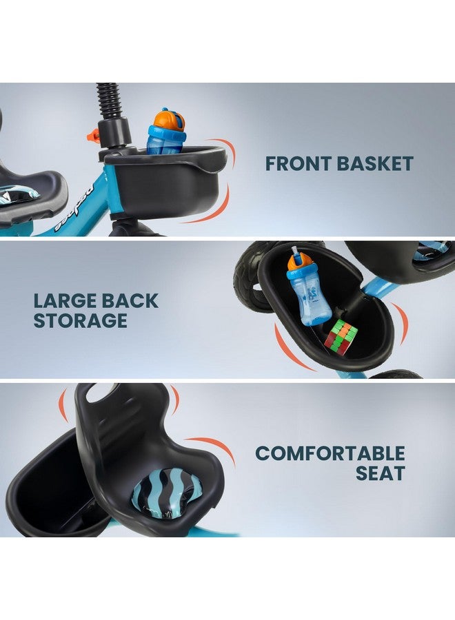 Baybee Baby Tricycle for Kids, Smart Plug & Play Kids Cycle with Eva Wheels, Bell, Storage Baskets & High Backrest | Kids Tricycle Trike | Baby Cycle for Kids 2 to 5 Years Boy Girl (TRIXG Blue)