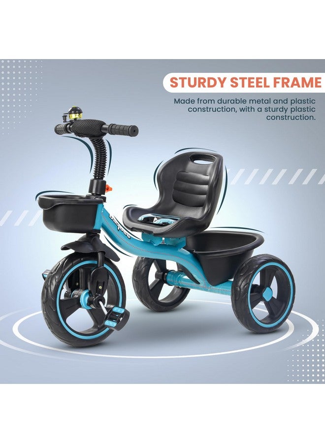 Baybee Baby Tricycle for Kids, Smart Plug & Play Kids Cycle with Eva Wheels, Bell, Storage Baskets & High Backrest | Kids Tricycle Trike | Baby Cycle for Kids 2 to 5 Years Boy Girl (TRIXG Blue)