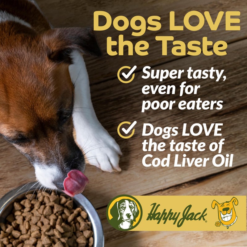 Happy Jack Cod Liver Fish Oil for Dogs Skin and Coat Supplement, Brain, Eyes, Bones, Hip, Joint, Heart & Immune System Health, Energy Booster (16 oz), Omega 3 with EPA & DHA, Vitamin A & D - Image 5
