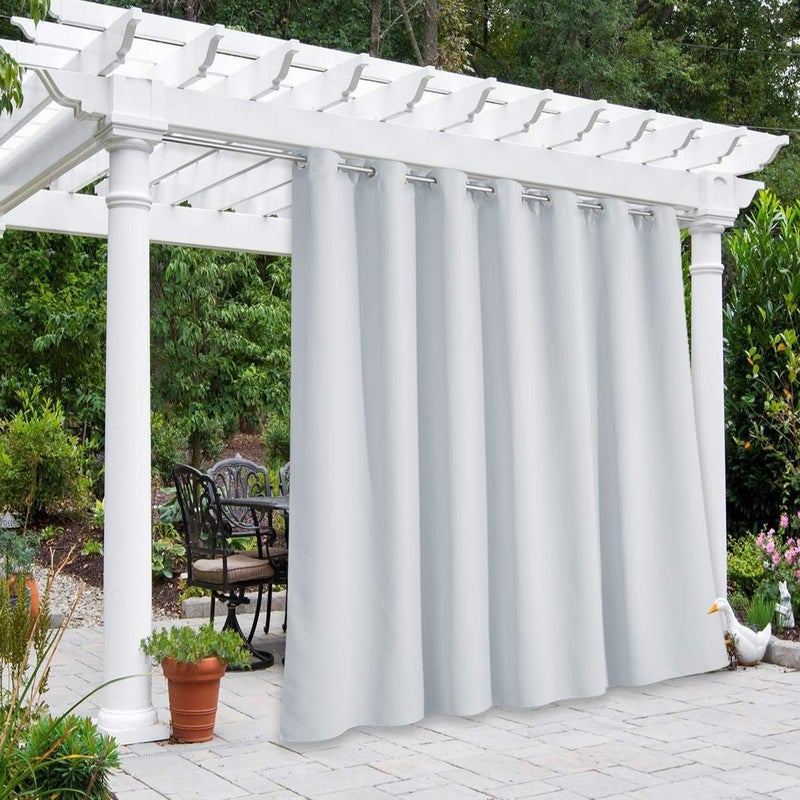NICETOWN NICETOWN Outdoor Divider Patio Curtain Waterproof for Public Space Thermal Insulated Rustproof Grommet Room Darkening Panel Safe for YardArbor Greyish White 1 Panel W100 x L84 