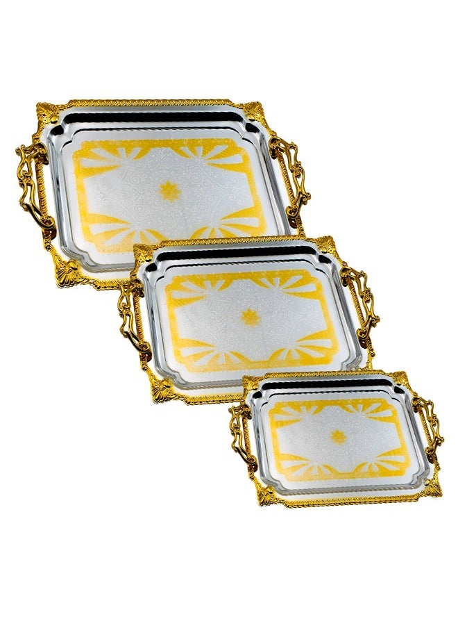 BASURRAH 3 Pieces Steel Serving Tray Set  - Image 1