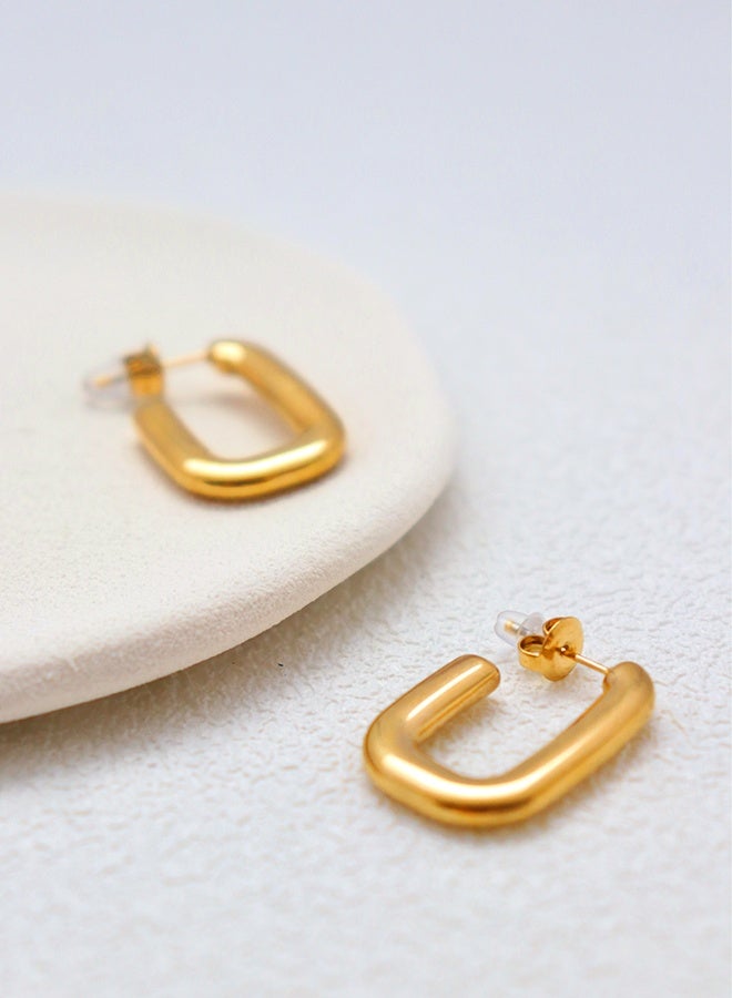 أقراط ذهبية سميكة للنساء، مطلية بالذهب عيار ١٨ قيراطاً مقاومة للاسوداد خفيفة الوزن، أقراط مستطيلة/على شكل حرف U سميكة، مضادة للحساسية، أقراط مستطيلة/على شكل حرف U، أقراط متدلية، أقراط بسيطة مينيمالية، مجوهرات عصرية موضة، بدون أحجار كريمة، خالية من النيكel والرصاص، هدية يومية لحفلات الزفاف وأعياد الميلاد للنساء والفتيات. - Image 4