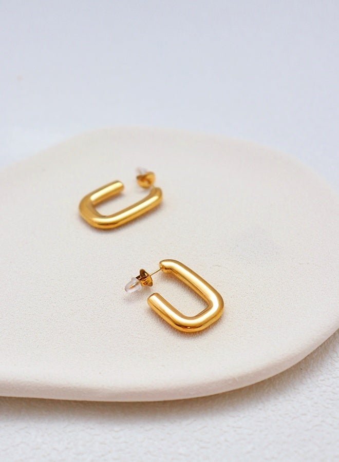 أقراط ذهبية سميكة للنساء، مطلية بالذهب عيار ١٨ قيراطاً مقاومة للاسوداد خفيفة الوزن، أقراط مستطيلة/على شكل حرف U سميكة، مضادة للحساسية، أقراط مستطيلة/على شكل حرف U، أقراط متدلية، أقراط بسيطة مينيمالية، مجوهرات عصرية موضة، بدون أحجار كريمة، خالية من النيكel والرصاص، هدية يومية لحفلات الزفاف وأعياد الميلاد للنساء والفتيات. - Image 5