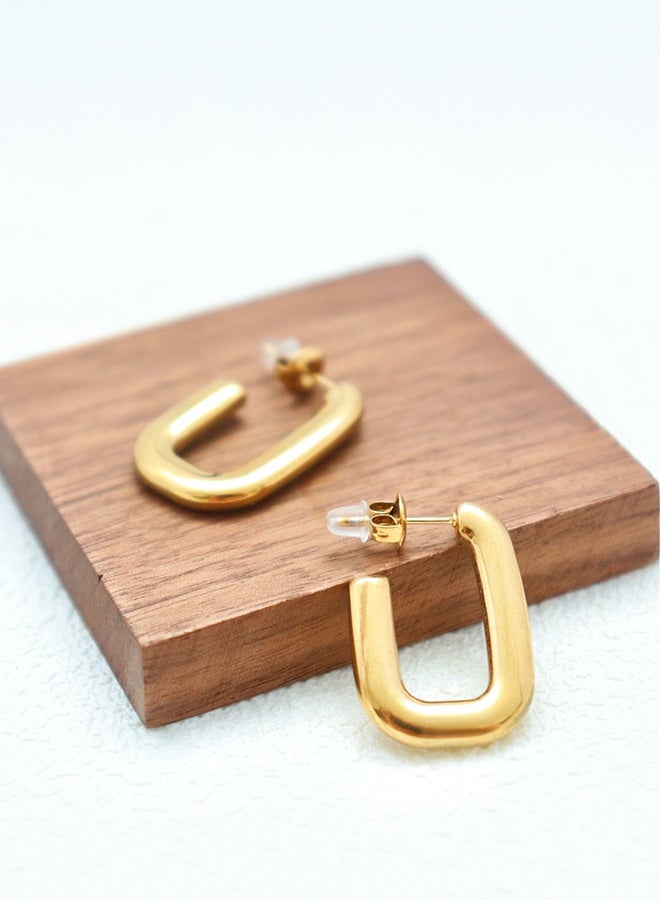 أقراط ذهبية سميكة للنساء، مطلية بالذهب عيار ١٨ قيراطاً مقاومة للاسوداد خفيفة الوزن، أقراط مستطيلة/على شكل حرف U سميكة، مضادة للحساسية، أقراط مستطيلة/على شكل حرف U، أقراط متدلية، أقراط بسيطة مينيمالية، مجوهرات عصرية موضة، بدون أحجار كريمة، خالية من النيكel والرصاص، هدية يومية لحفلات الزفاف وأعياد الميلاد للنساء والفتيات. - Image 2