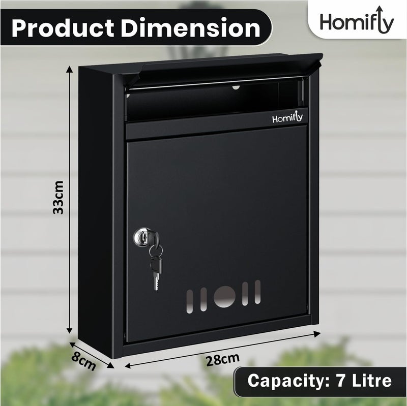 HOMIFLY Wall Mount A4 Size Letter Box/Mail Box/Suggestion Box/Complaint Box for Office/Post Box for Home gate with Clear Window View and Secure Key Lock - (Black & Ivory) - Image 3