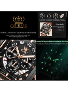 OLEVS OLEVS Men's Leather Multifunction Watch Quartz Classic Square Watch 9919  - Image 3