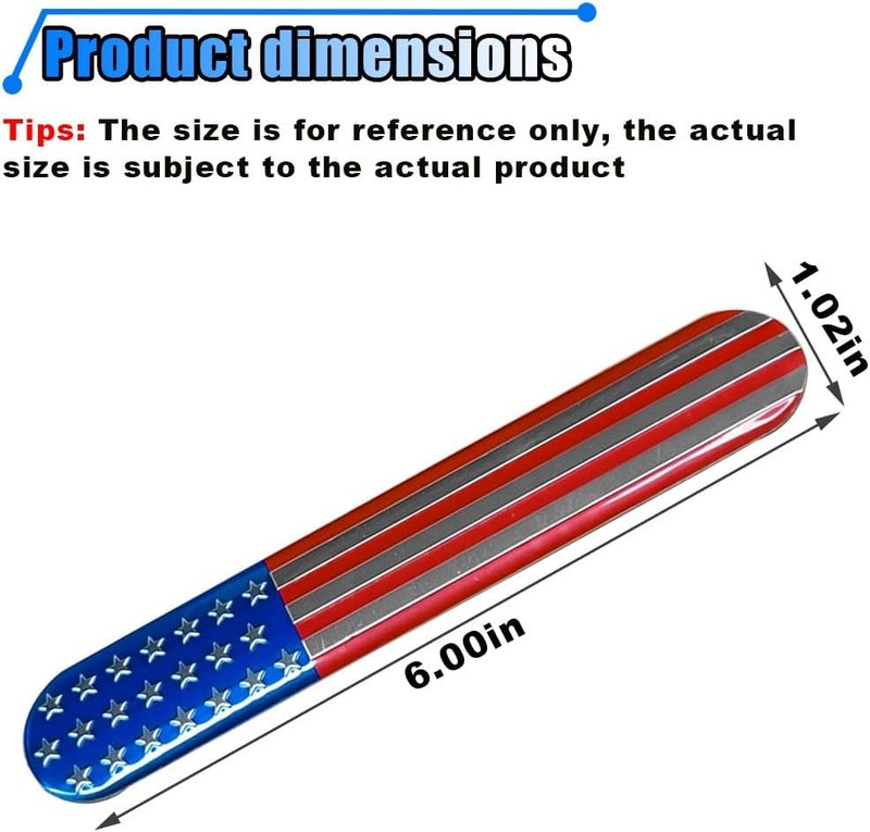 LHDOS 2PCS USA American Flag Emblem Car Sticker, 6"x 1" 3D Adhesive Patriotic Car Decal Auto Fenders Emblem, Universal Metal Badge Emblem Car Body Decoration Sticker for Car Bumper Window (Red/Blue) Assorted trendy color picks - Image 2