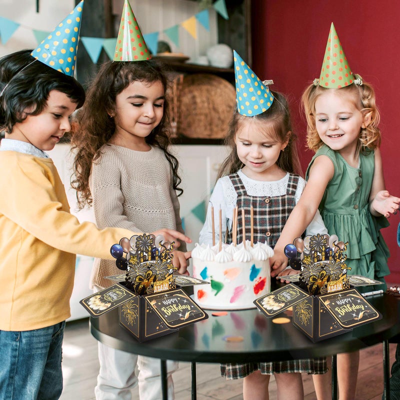 Wanateber Surprise Pop Up Happy Birthday Cards, Lovely 3D Birthday Card for Adults and Kids with Envelopes, Unique Design Handmade Foldable Greeting Cards for Daughter, Son, Mom, Dad, Friendï¼ˆBlackï¼‰ - Image 5