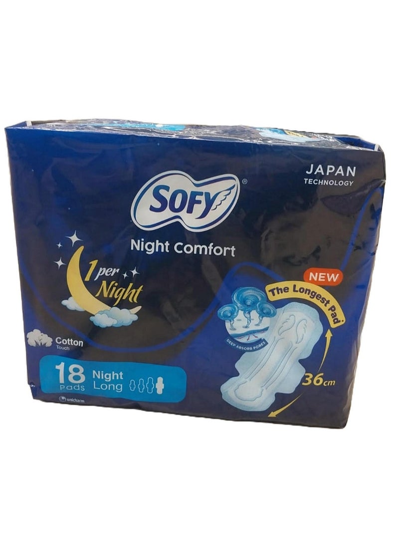 صوفي فوط صحية نايت كومفورت بالأجنحة 18 فوطة - Image 2
