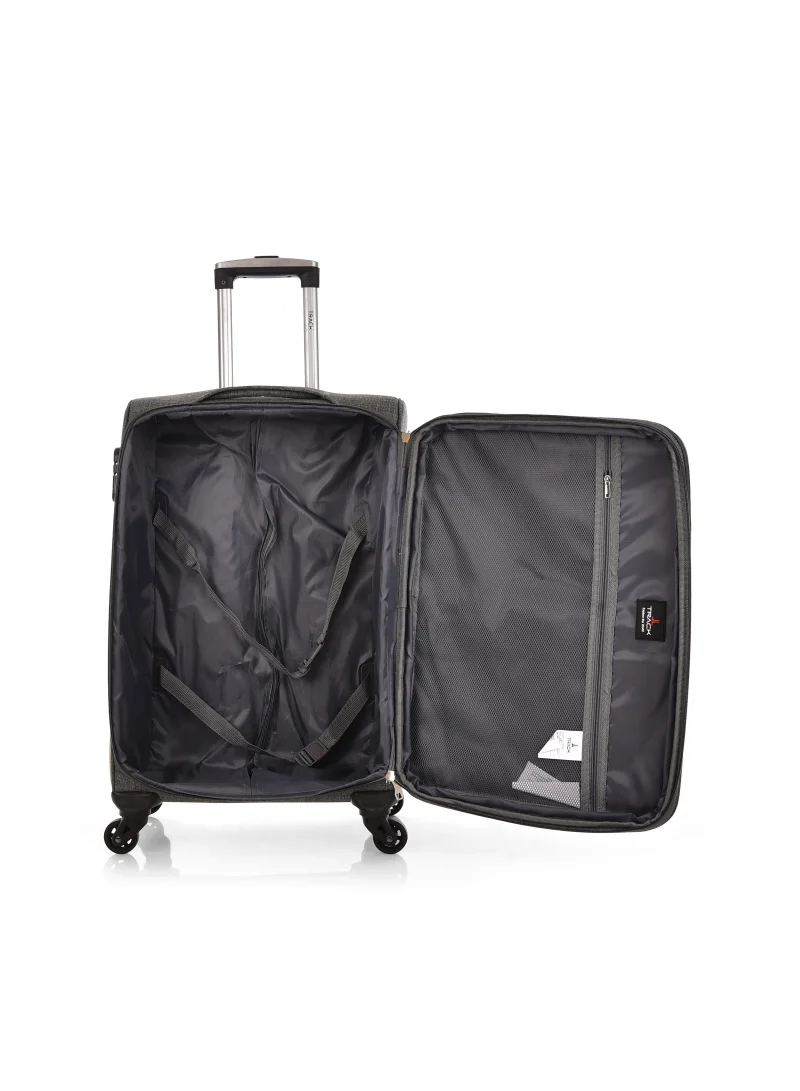 Track Track Unisex Soft Fabric Luggage Trolley Travel Bag Suitcase 3 Piece Set Size 20/24/28 Inch G1726/3P Light Grey